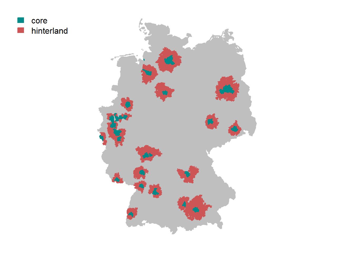 Functional urban areas of OECD in Germany