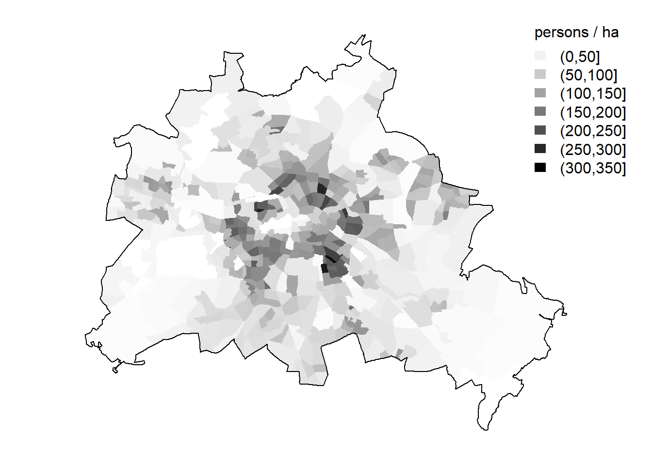 Population density in Berlin, 2015