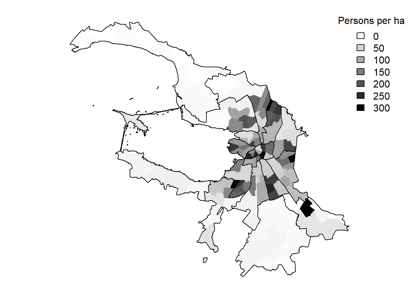 Population density in St. Petersburg, 2015