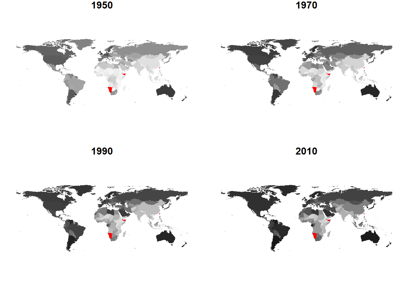 Urbanization in the world, 1950--2010