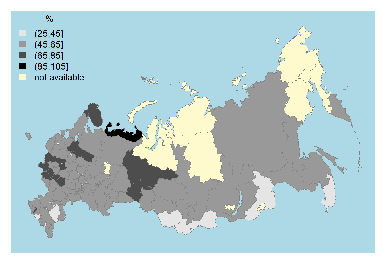 Housing affordability index by regions of Russia, 2017