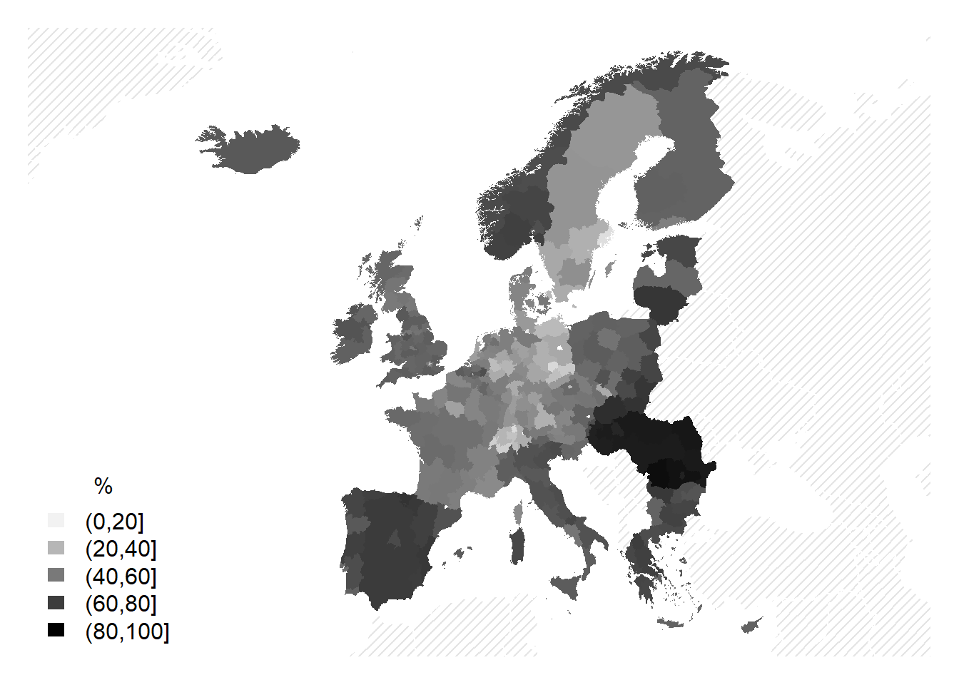 Homeownership rates in the EU NUTS2 regions, 2011